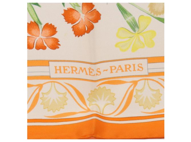 Sciarpa Carré 90 Oeillets Sauvages Hermès Bianco Multicolore Arancione - vista 8
