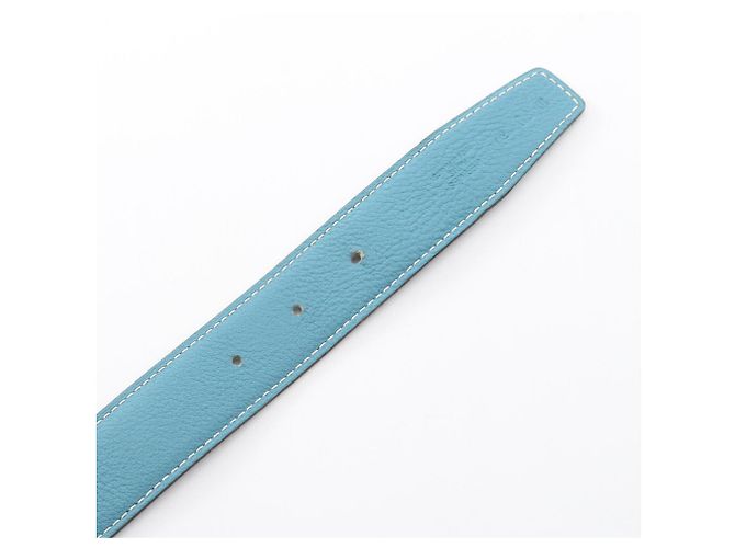 Hermès Hermes Constance Reversibler H-Gürtel Schwarz Silber Blau - Ansicht 3