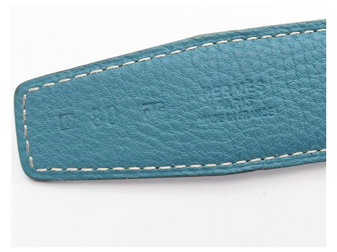 Hermès Hermes Constance Reversibler H-Gürtel Schwarz Silber Blau - Ansicht 4