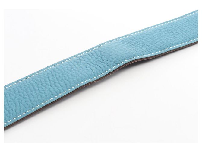 Hermès Hermes Constance Reversibler H-Gürtel Schwarz Silber Blau - Ansicht 6
