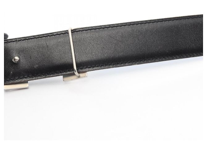 Hermès Hermes Constance Reversibler H-Gürtel Schwarz Silber Blau - Ansicht 9