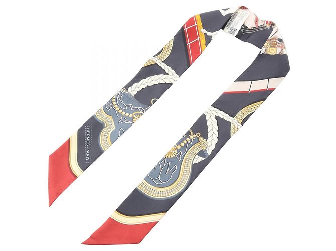 Foulard Hermès Twilly GRAND APPARAT Multicolore Giallo Blu navy - vista 2