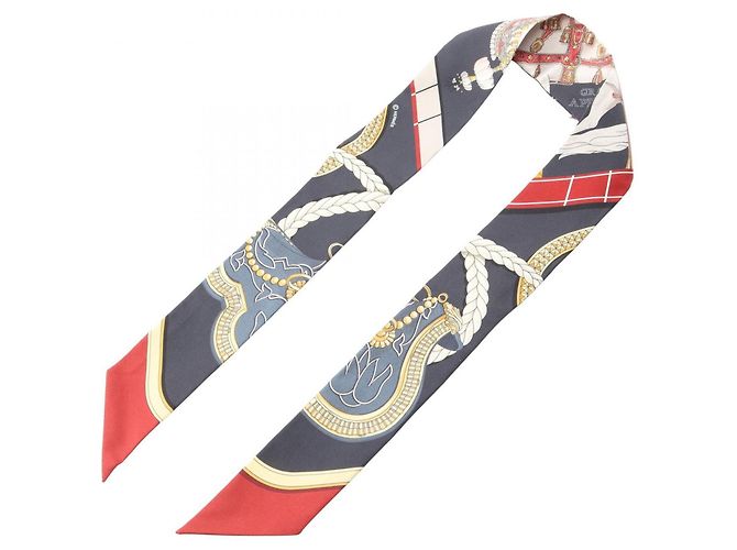 Foulard Hermès Twilly GRAND APPARAT Multicolore Giallo Blu navy - vista 3