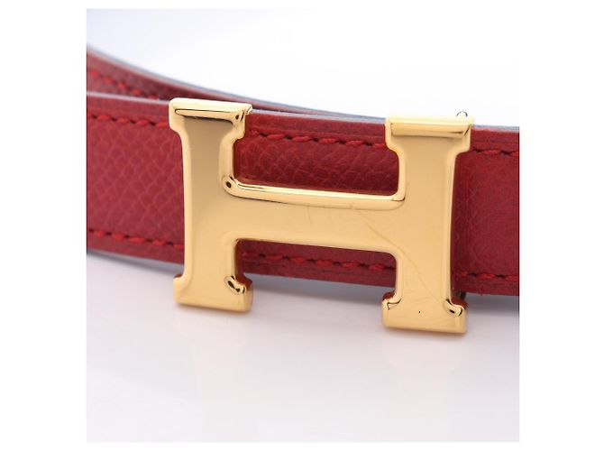 Hermès Hermes Mini Constance Gürtel aus reversiblem Leder Rot Blau - Ansicht 2