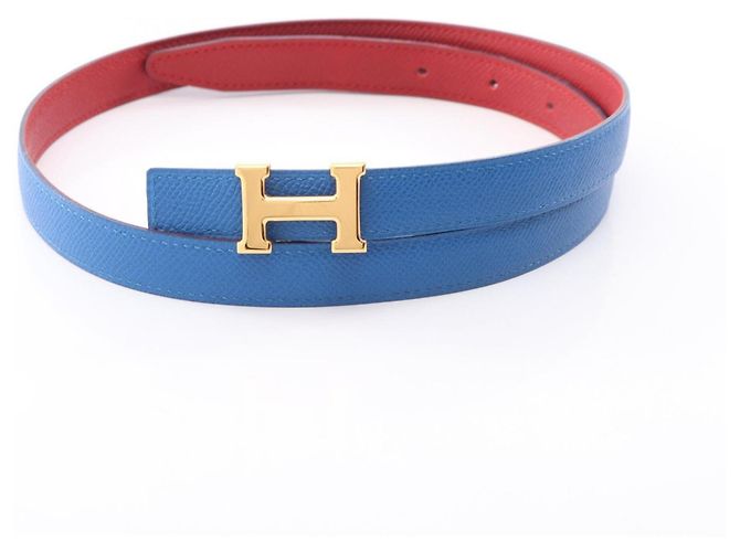 Hermès Hermes Mini Constance Gürtel aus reversiblem Leder Rot Blau - Ansicht 6