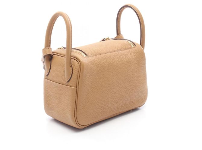 Hermès Borsa a tracolla Hermes Lindy Mini Biscuit Marrone - vista 2