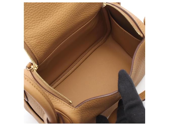 Hermès Borsa a tracolla Hermes Lindy Mini Biscuit Marrone - vista 3