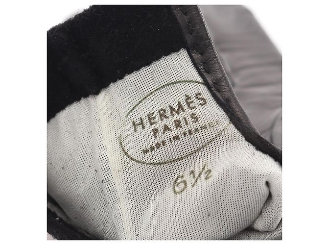 Hermès Hermes Medor Lederhandschuhe für Damen Schwarz Golden - Ansicht 3