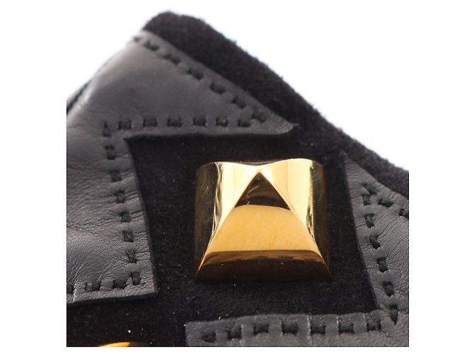 Hermès Hermes Medor Lederhandschuhe für Damen Schwarz Golden - Ansicht 6
