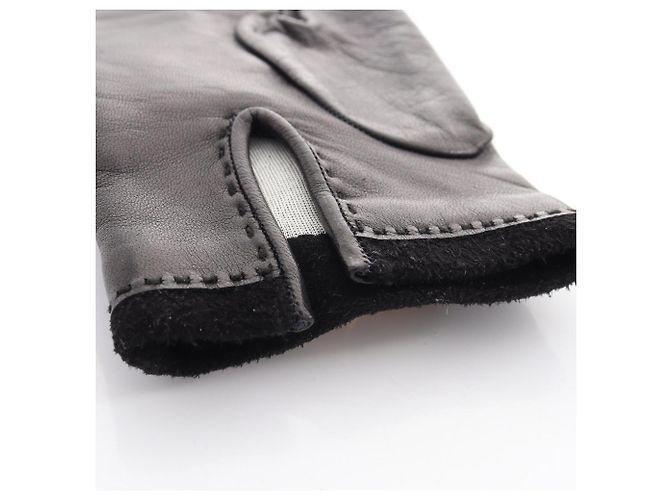 Hermès Hermes Medor Lederhandschuhe für Damen Schwarz Golden - Ansicht 7