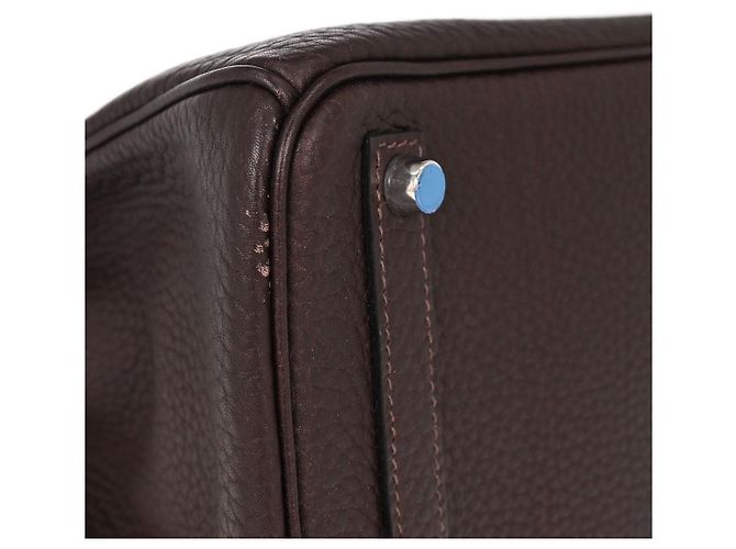 Hermès Hermes HAC Birkin Black Fjord con Hardware Palladium 28 Marrone - vista 4