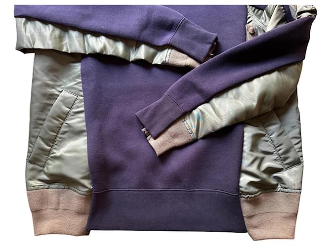 Sacai Patchwork Kapuzenpullover - Grün und Schwarz Marineblau - Ansicht 7