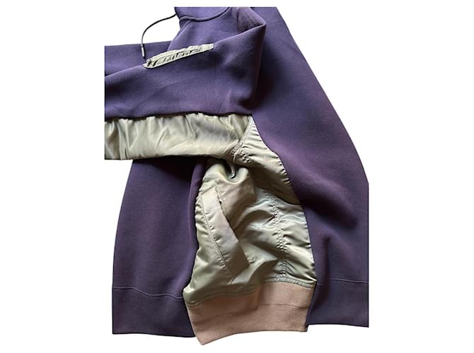 Sacai Patchwork Kapuzenpullover - Grün und Schwarz Marineblau - Ansicht 8