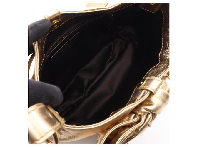 Yves Saint Laurent Rive Gauche Sac Bow Ribbon Shoulder Bag D'oro - vista 3