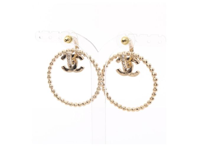 Brincos Chanel Coco Mark Circle Branco Dourado - vista 3