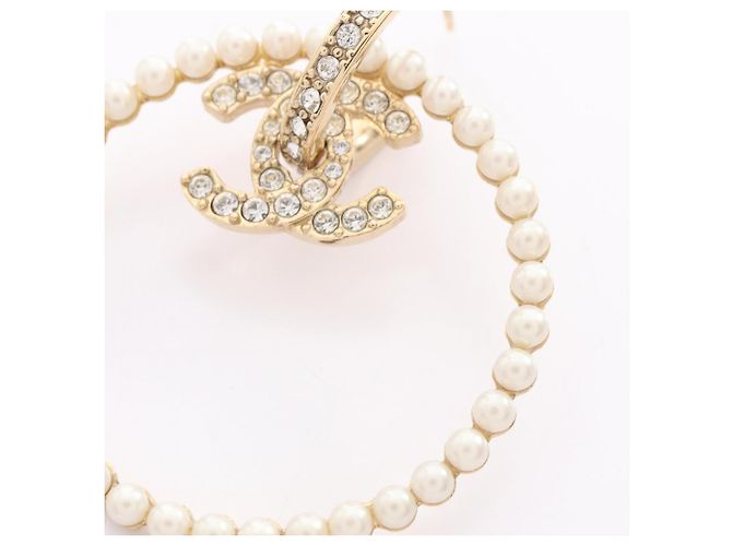 Brincos Chanel Coco Mark Circle Branco Dourado - vista 7