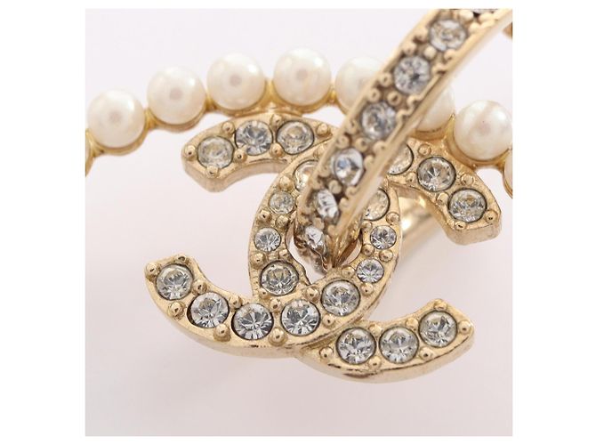 Brincos Chanel Coco Mark Circle Branco Dourado - vista 8