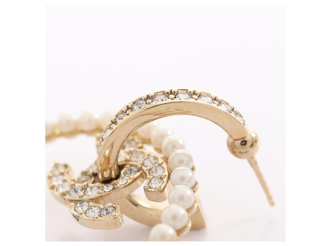 Brincos Chanel Coco Mark Circle Branco Dourado - vista 9