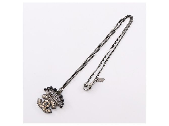 Collar Chanel Coco Mark Negro Plata Amarillo - vista 3