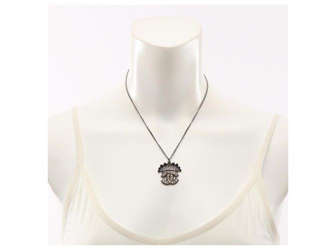 Collar Chanel Coco Mark Negro Plata Amarillo - vista 6