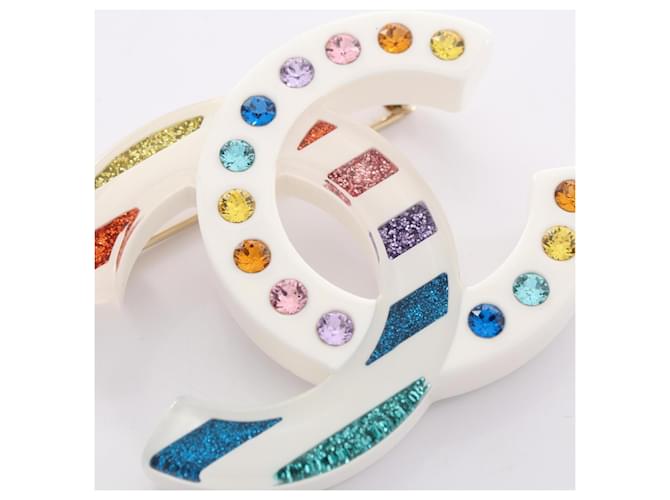 Spilla Chanel Coco Mark Bianco Multicolore - vista 6