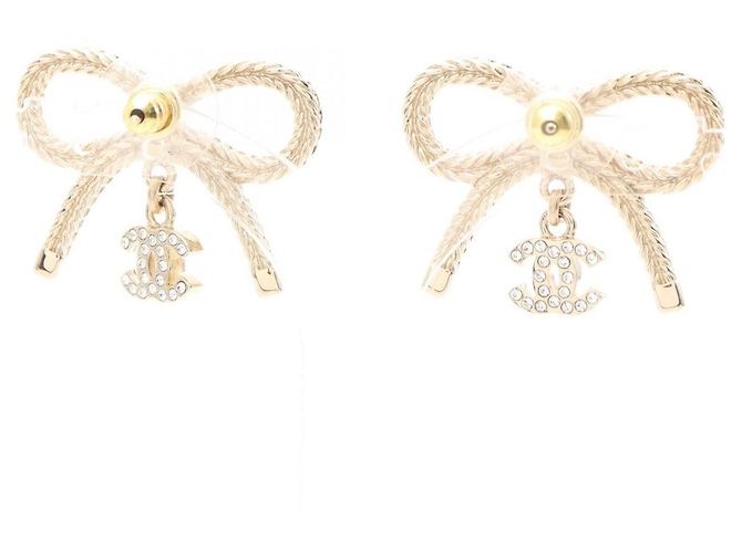 Pendientes Swing con cinta Chanel Coco Mark Dorado - vista 2