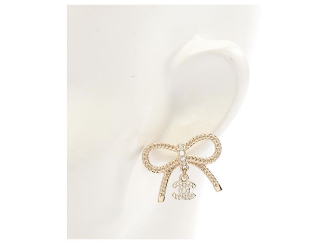 Pendientes Swing con cinta Chanel Coco Mark Dorado - vista 4