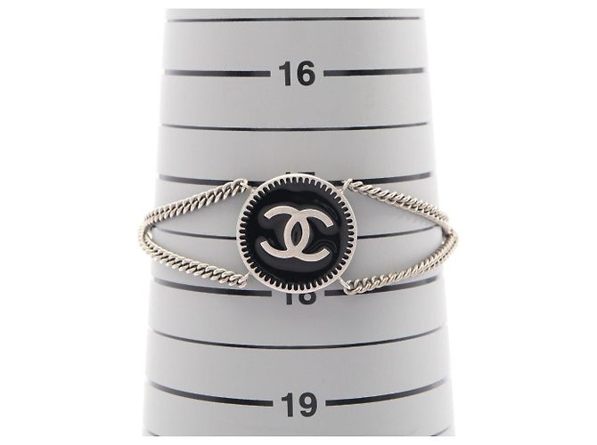 Pulsera Chanel Coco Medal Double Negro Plata - vista 6
