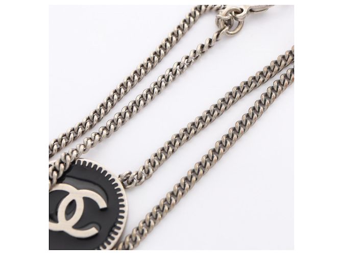Pulsera Chanel Coco Medal Double Negro Plata - vista 7