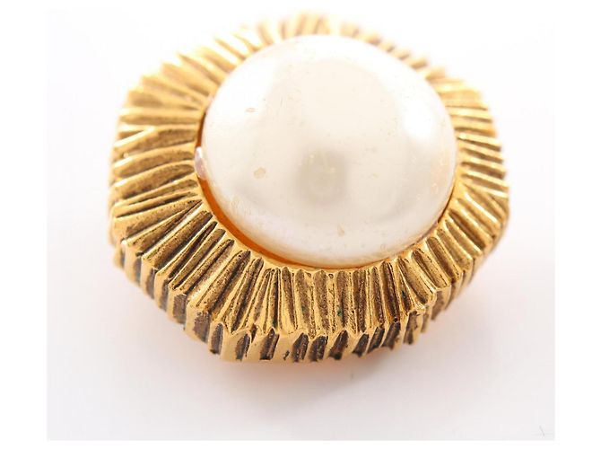 Orecchini a clip Chanel placcati oro con perla sintetica Bianco D'oro - vista 9