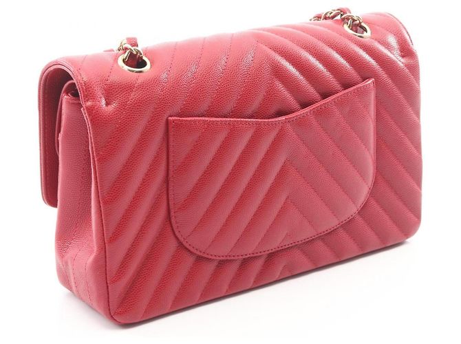 Borsa a Spalla Chanel Chevron V-Stitch Double Flap Rosso - vista 2