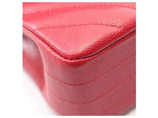 Borsa a Spalla Chanel Chevron V-Stitch Double Flap Rosso - vista 7