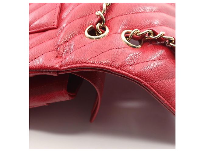 Borsa a Spalla Chanel Chevron V-Stitch Double Flap Rosso - vista 8