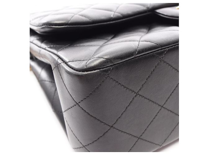 Borsa a Spalla Chanel Large Matelassé Double Flap Nero - vista 10