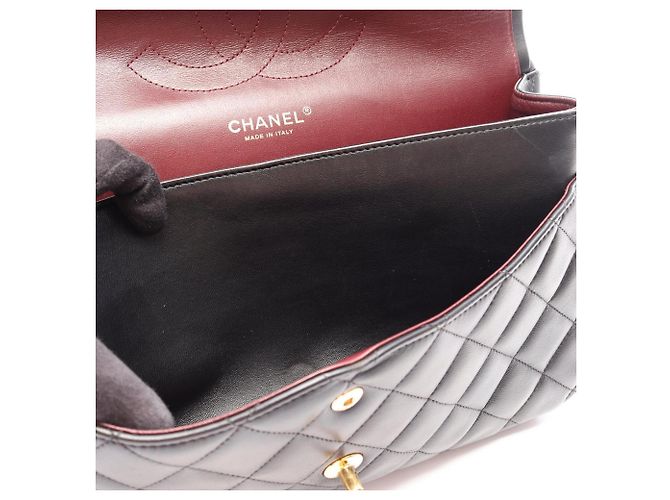 Borsa a Spalla Chanel Large Matelassé Double Flap Nero - vista 7