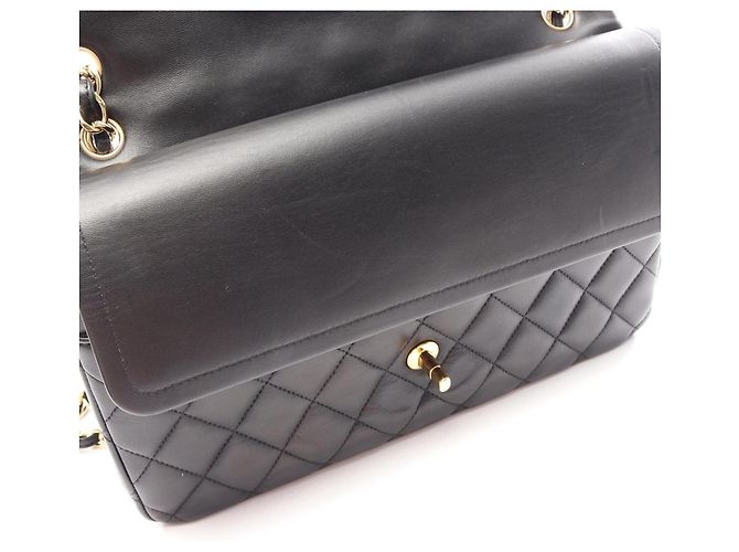 Borsa a Spalla Chanel Large Matelassé Double Flap Nero - vista 8