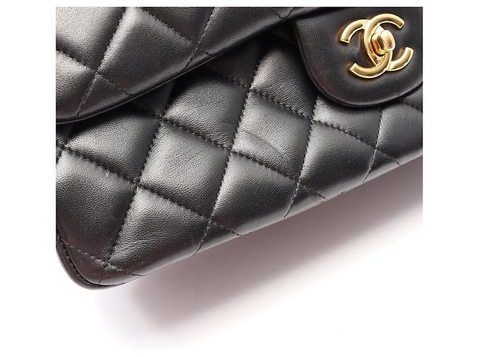 Borsa a Spalla Chanel Large Matelassé Double Flap Nero - vista 9