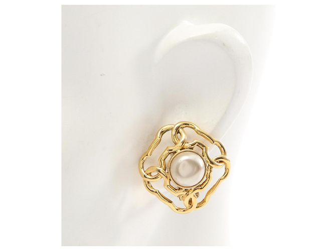 Orecchini a clip placcati oro Chanel Bianco D'oro - vista 4