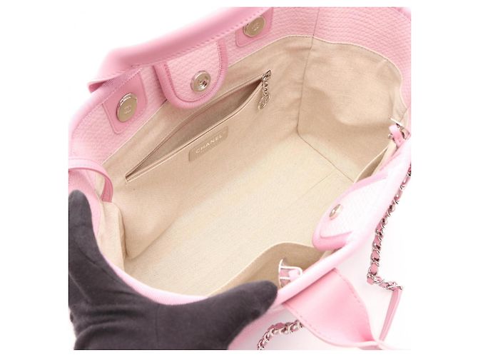 Borsa Tote Chanel Deauville Rosa - vista 3