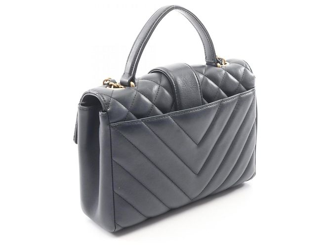 Timeless Chanel Matelassé V-stitch Top Handle 2-Way Shoulder Bag Navy blue - view 2