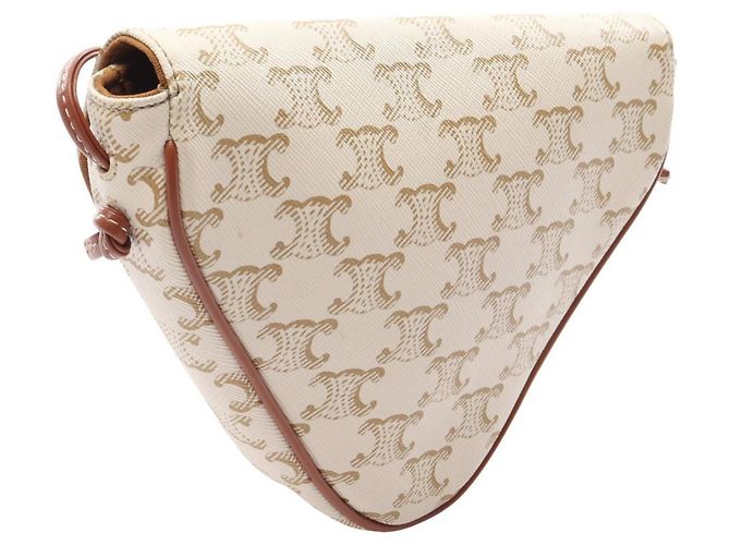 Céline Celine Triomphe Triangle Mini Schultertasche Braun Roh - Ansicht 2