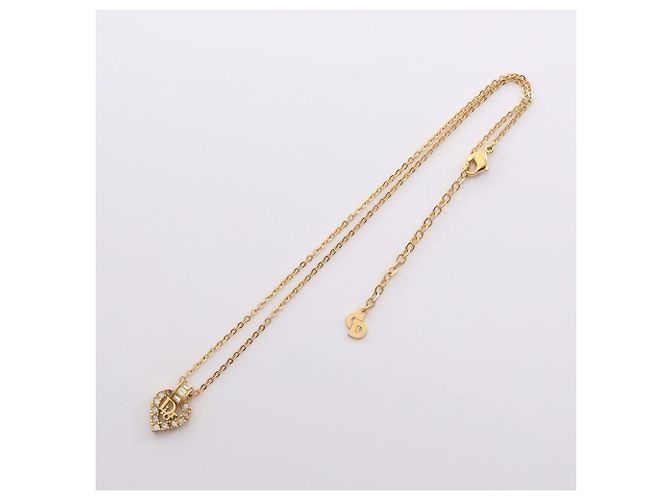 Collana a cuore con strass placcata oro Christian Dior D'oro - vista 3