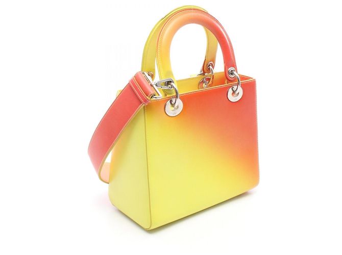 Christian Dior Dior LADY DIOR Borsa a mano sfumata Arancione Giallo - vista 2