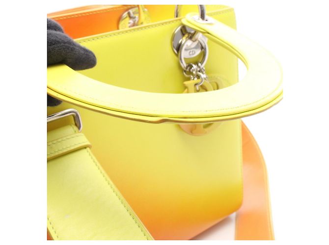 Christian Dior Dior LADY DIOR Borsa a mano sfumata Arancione Giallo - vista 6