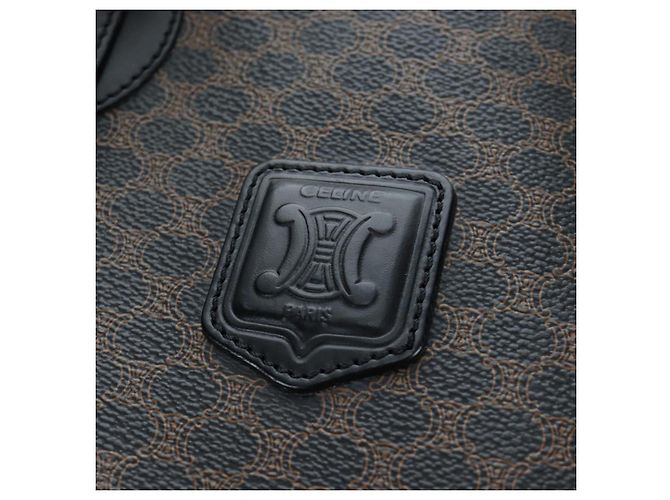 Céline Borsa Tote CELINE Macadam in tela PVC e pelle nera e oro Auth 191815V Nero D'oro - vista 14