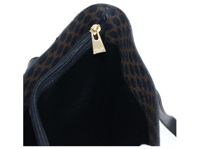 Céline Borsa Tote CELINE Macadam in tela PVC e pelle nera e oro Auth 191815V Nero D'oro - vista 18