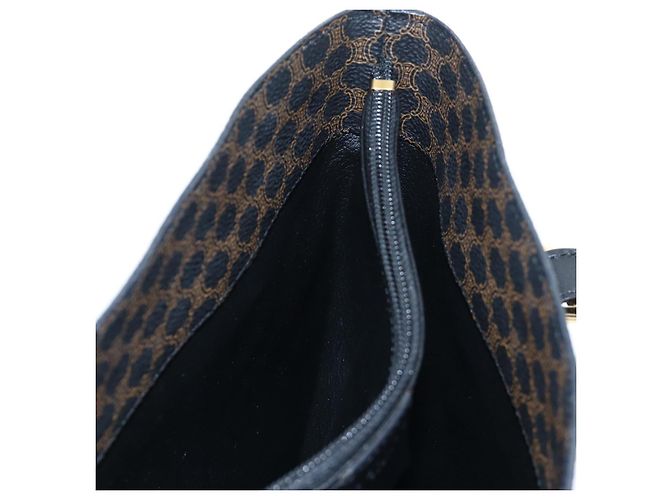 Céline Borsa Tote CELINE Macadam in tela PVC e pelle nera e oro Auth 191815V Nero D'oro - vista 19