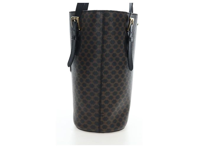 Céline Borsa Tote CELINE Macadam in tela PVC e pelle nera e oro Auth 191815V Nero D'oro - vista 4