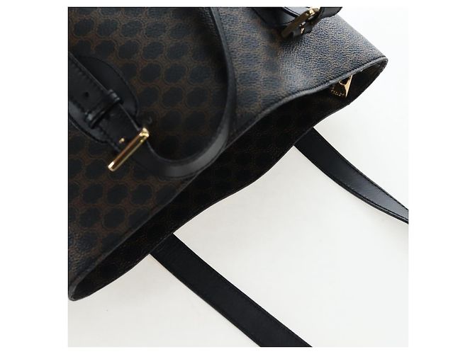 Céline Borsa Tote CELINE Macadam in tela PVC e pelle nera e oro Auth 191815V Nero D'oro - vista 6