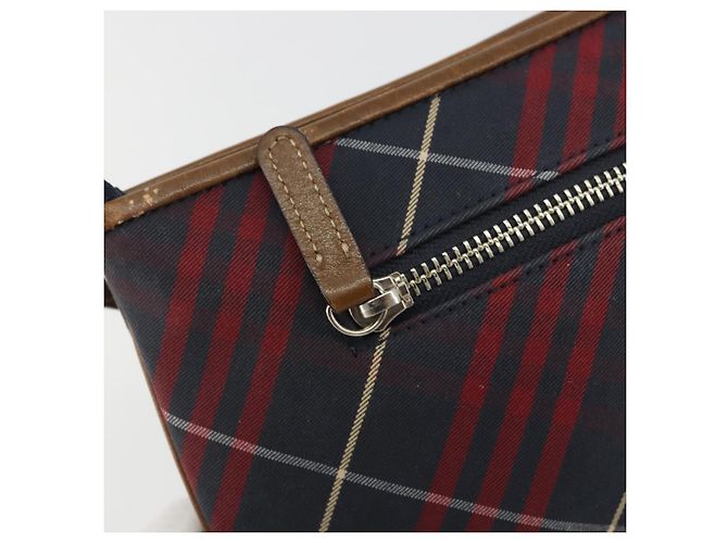BURBERRY Nova Check Blue Label Hand Pouch Canvas Navy Silver Auth hk3935A Silber Marineblau - Ansicht 14